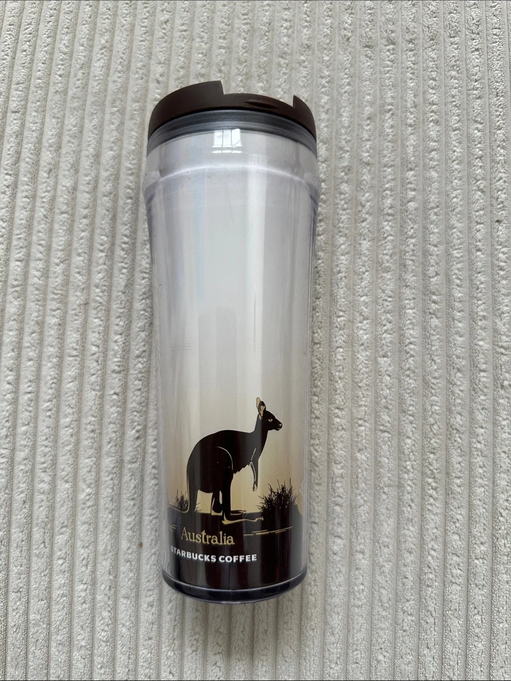Collectible 2004 Starbucks Australia Kangaroo White & Brown Travel Tumbler